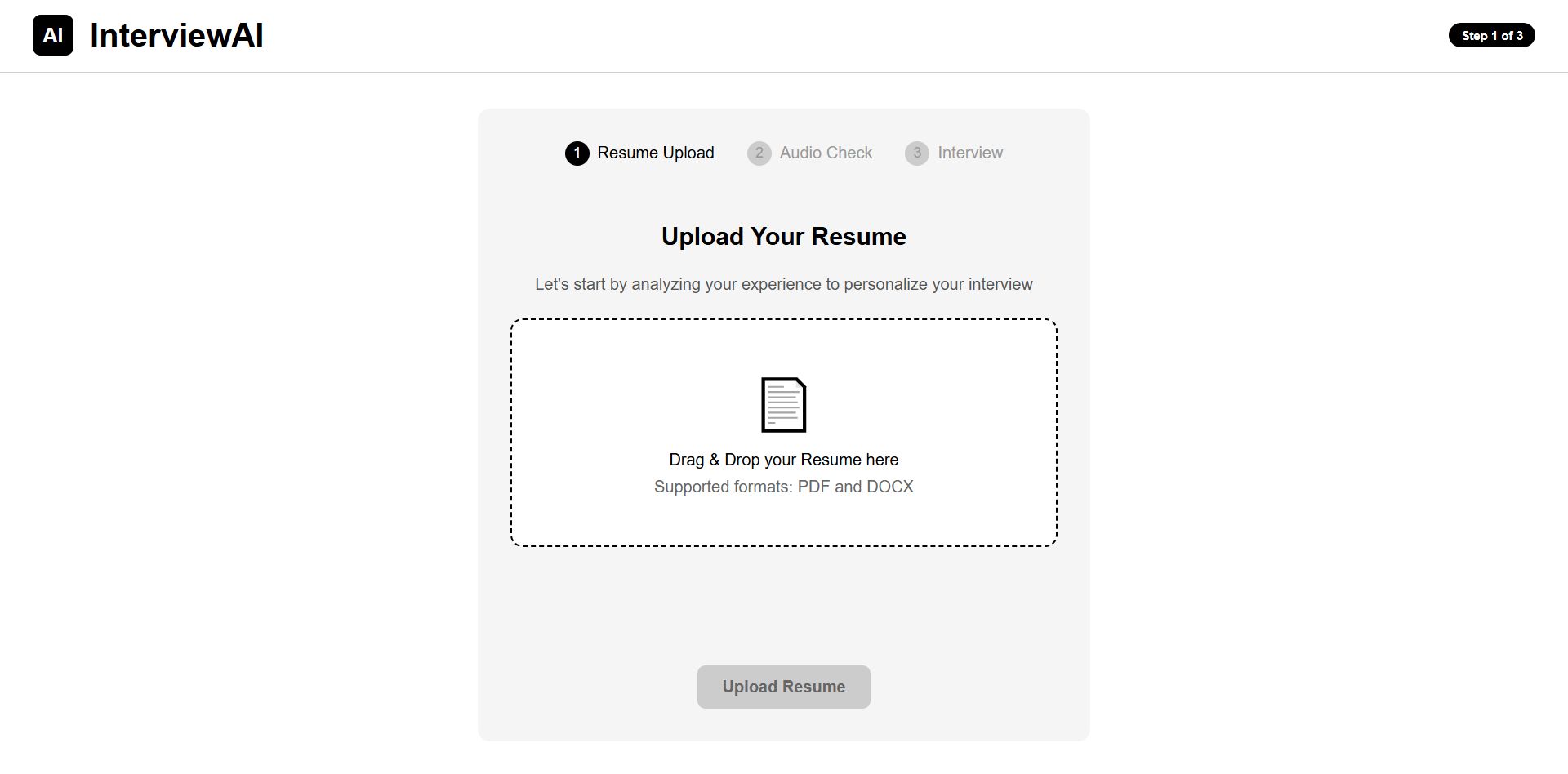 InterviewAI reads your resume and tailors technical interview questions—adaptive AI mock interview by Mustafa Darras