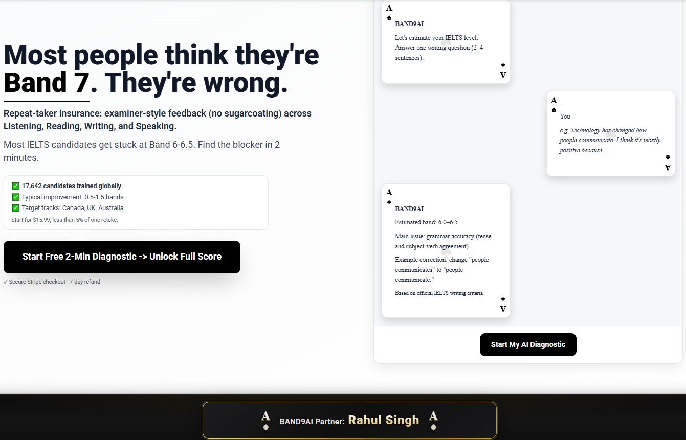 Preview of structured, standards-based BAND9AI feedback for learners